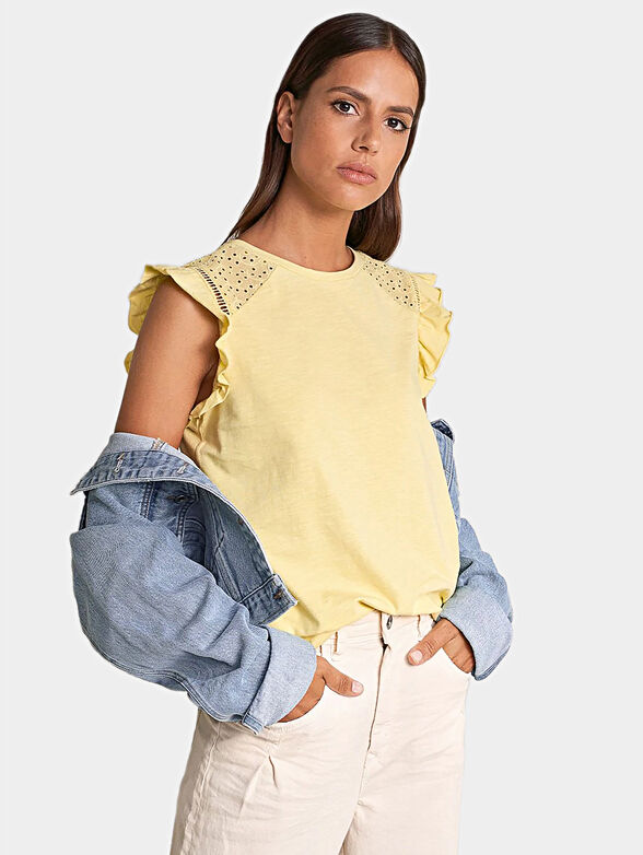 Yellow cotton top with frills - 5