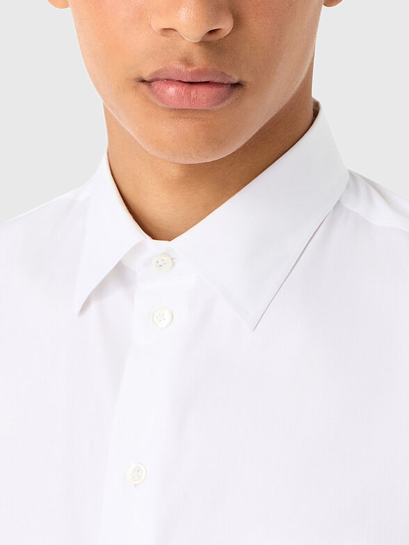 Dark blue cotton blend shirt - 4