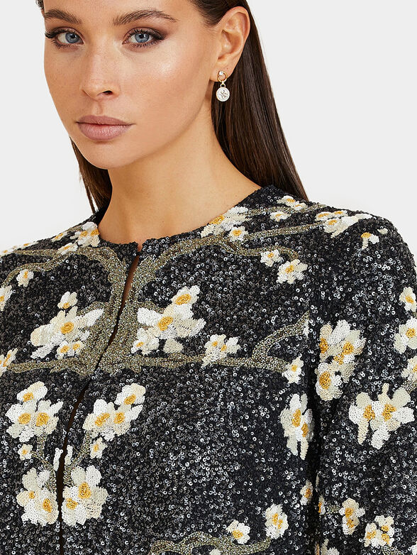 Jacket with floral motifs and sequins - 4