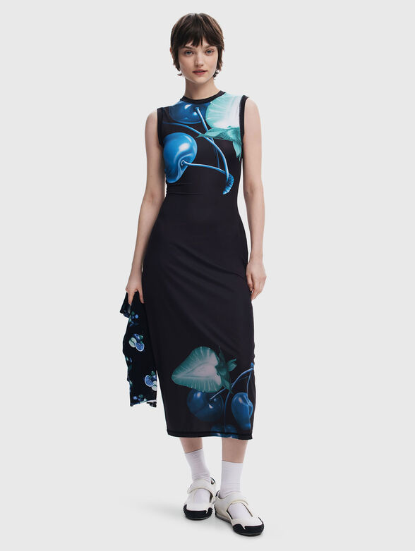 Midi dress with oval neckline and print - 1