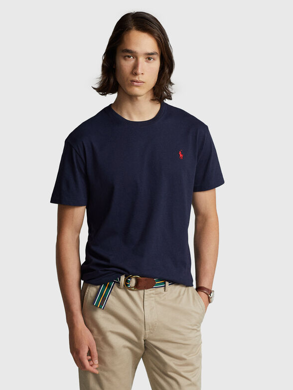 Dark blue t-shirt with contrasting logo  - 1