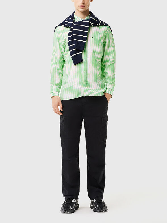 Striped linen shirt with logo detail - 2