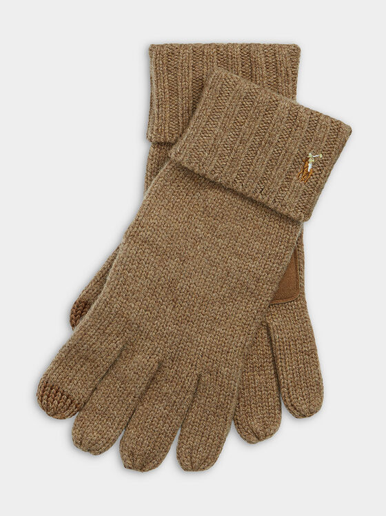 Плетени ръкавици в кафяв цвят - 1