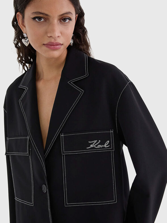 Denim jacket with accent stitching - 4