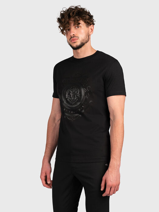 T-shirt with embossed appliqué brand LES HOMMES 