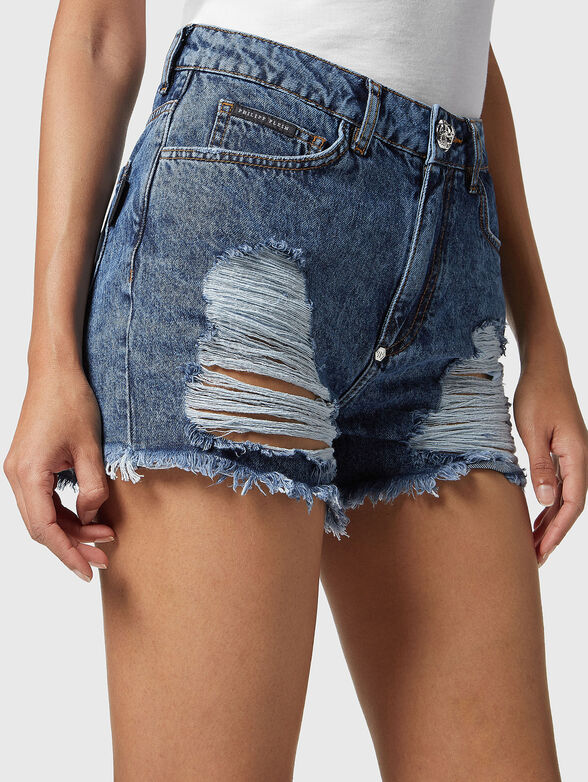 Denim shorts with accent rips - 3