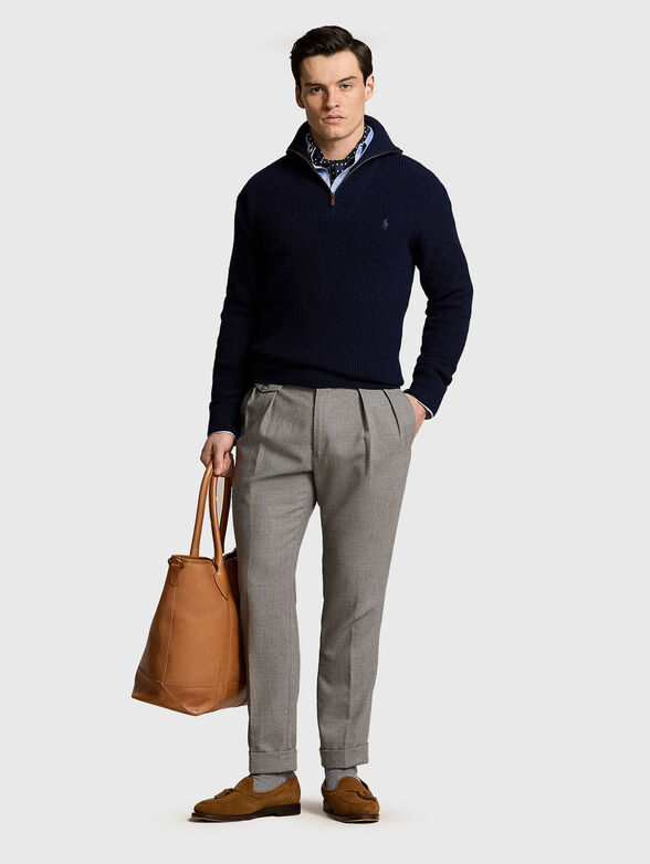 Dark blue wool blend sweater - 2