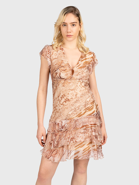 Mini dress with snake print and ruffles - 1