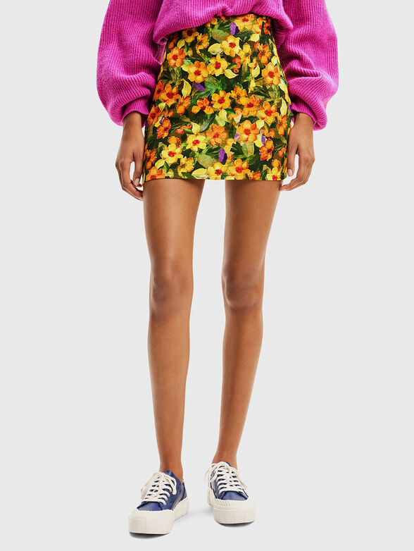 Mini skirt with floral print - 1