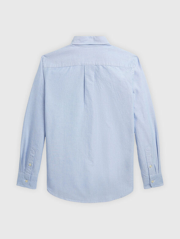 Blue cotton shirt with embroidery - 2
