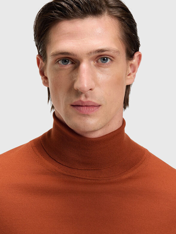 MUSSO-P polo neck slim sweater in gray color - 4