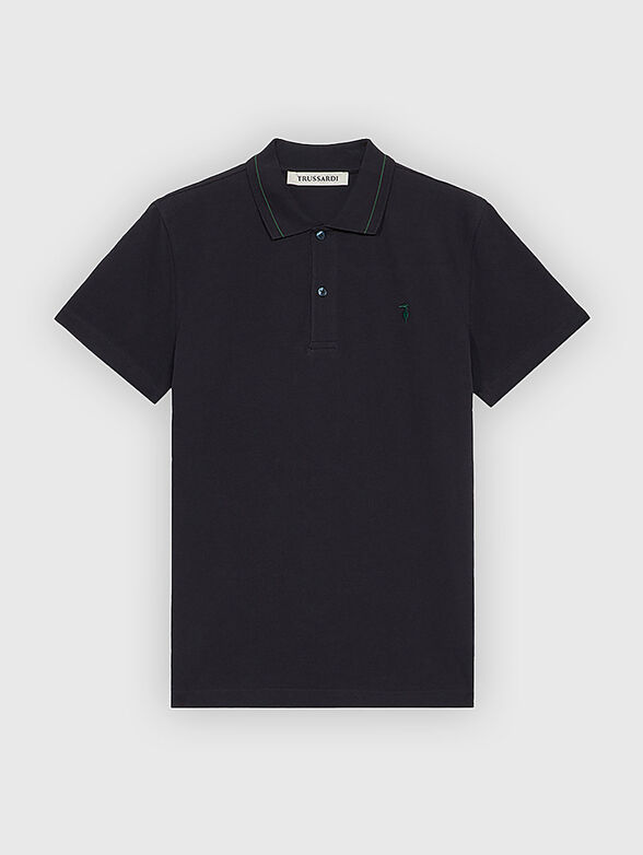 Cotton polo shirt with accent collar - 1