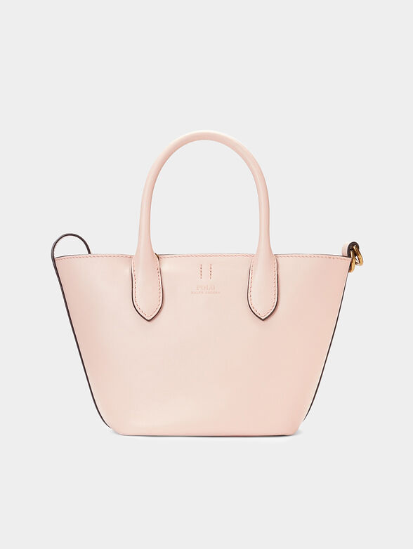 Small leather shopper bag in pale pink color - 1
