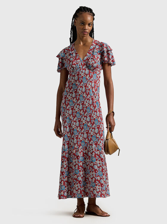 Рокля от коприна с флорален принт - 1