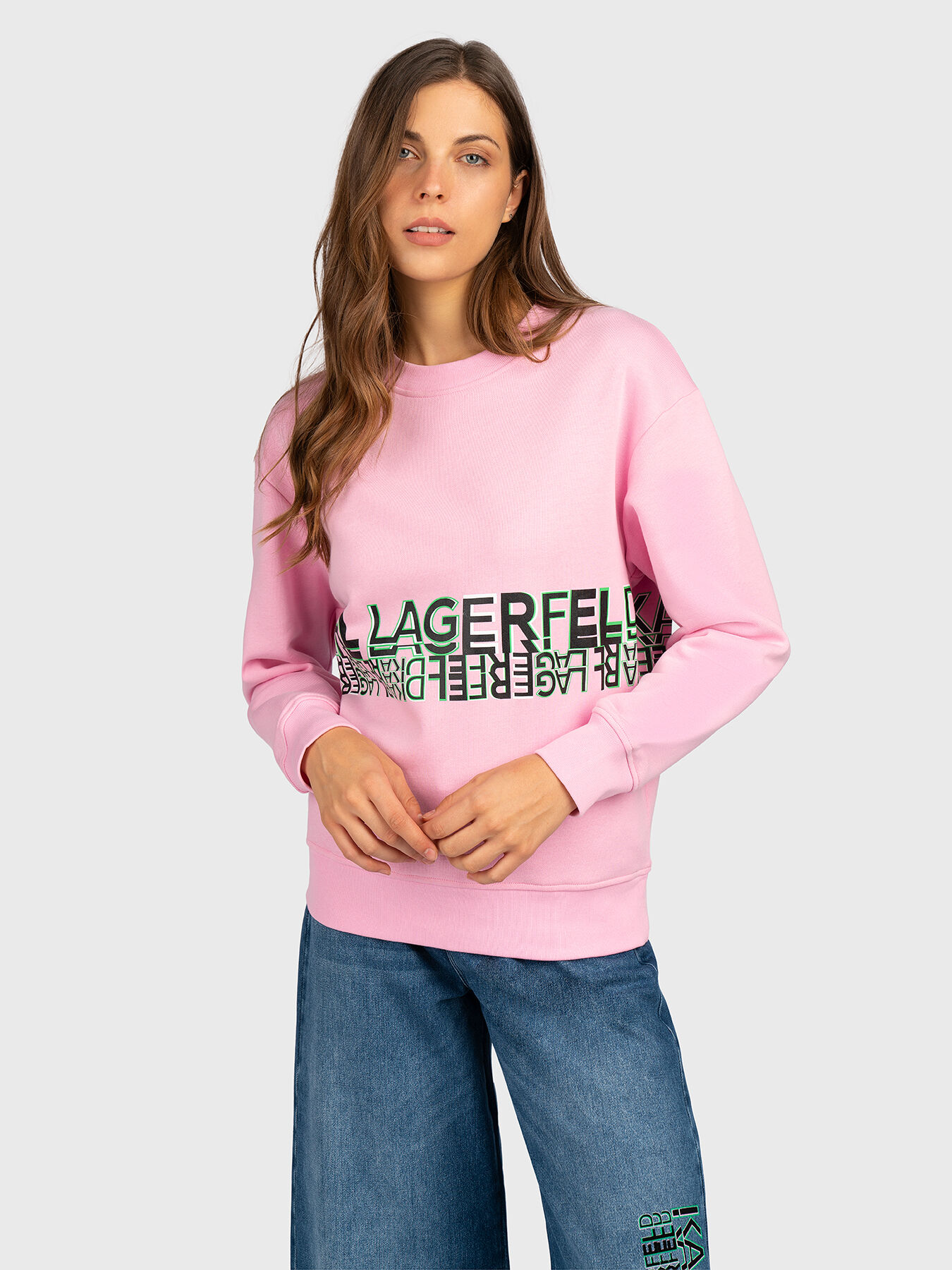 Pink sweatshirt with fancy logo brand Karl Lagerfeld Globalbrandsstore en