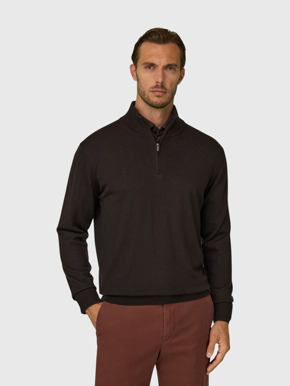 Dark brown wool sweater - 1