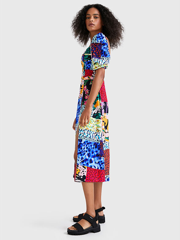 Midi dress with animal print - 2