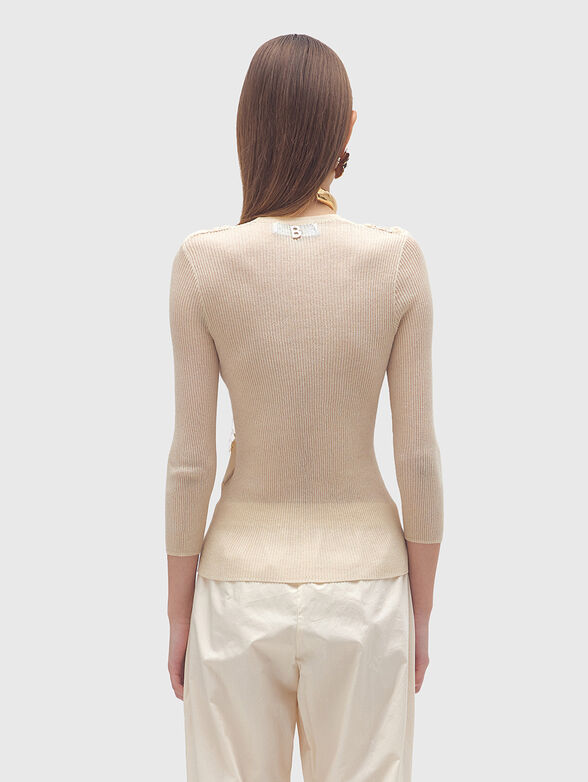 Cotton sweater with oval neckline - 3
