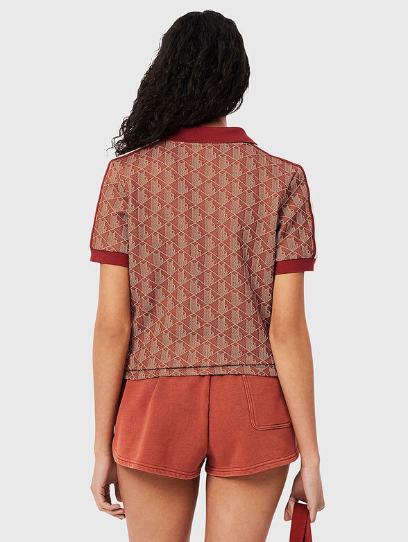 Dark blue polo shirt with monogram print - 3