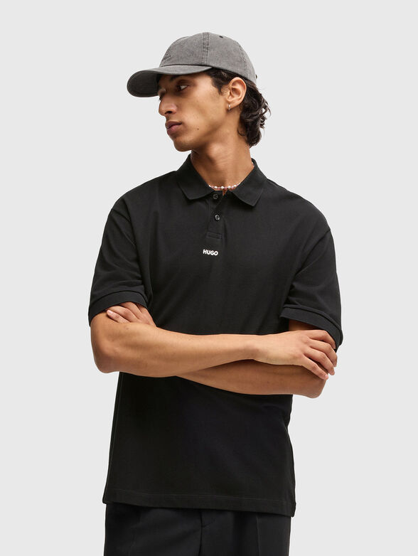 Black polo shirt with logo detail - 1