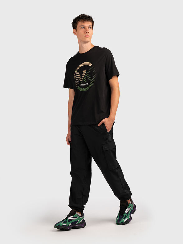 Black cotton T-shirt with logo print - 2
