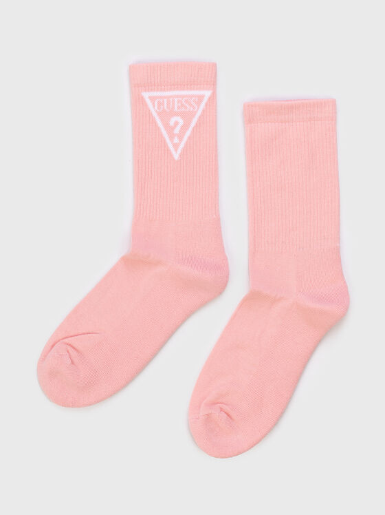 Розови чорапи с лого принт ELLEN - 1