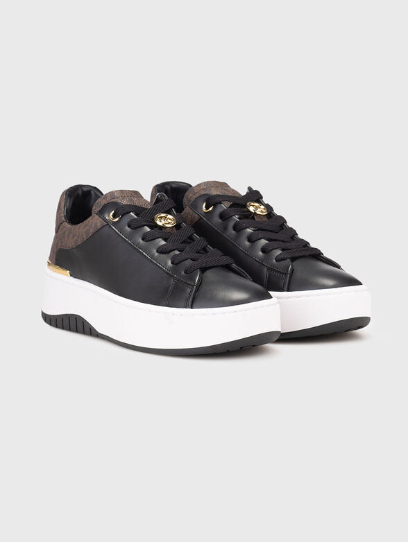 Leather sports shoes with logo print - 2