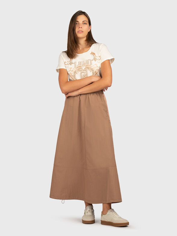 Midi skirt with elastic waist - 6