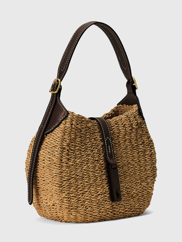 Raffia shoulder bag with mini logo - 4