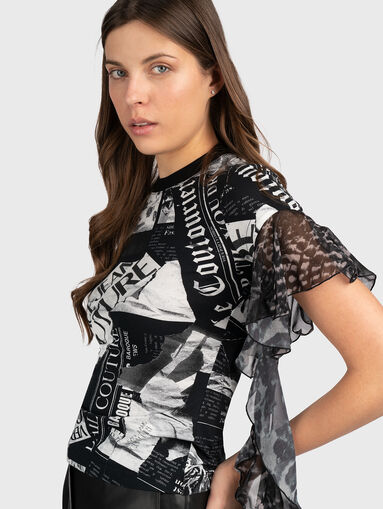 T-shirt with print and accent sleeves - 5