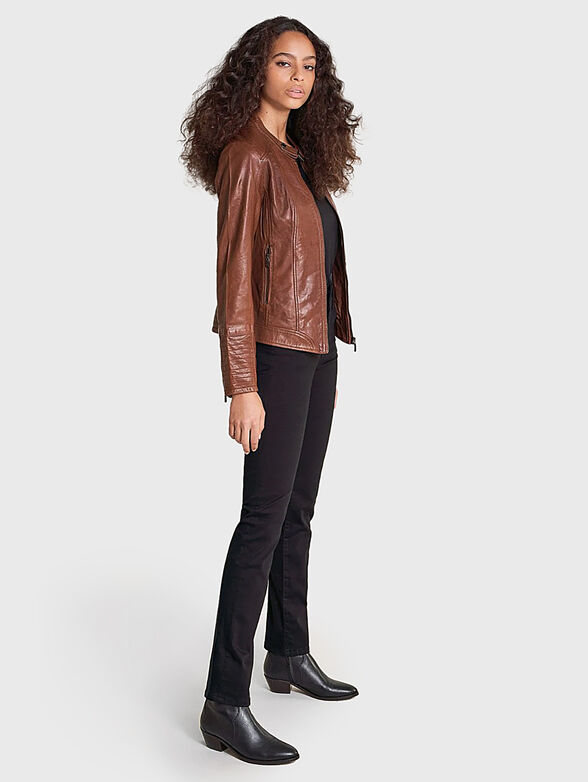 Genuine leather jacket in brown - 2