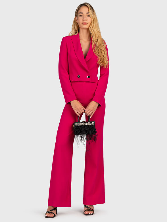 Cropped fuxia blazer with gold buttons - 4
