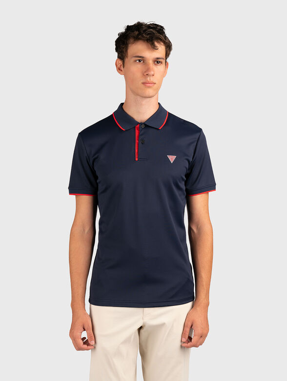 Dark blue polo shirt with contrast details - 1