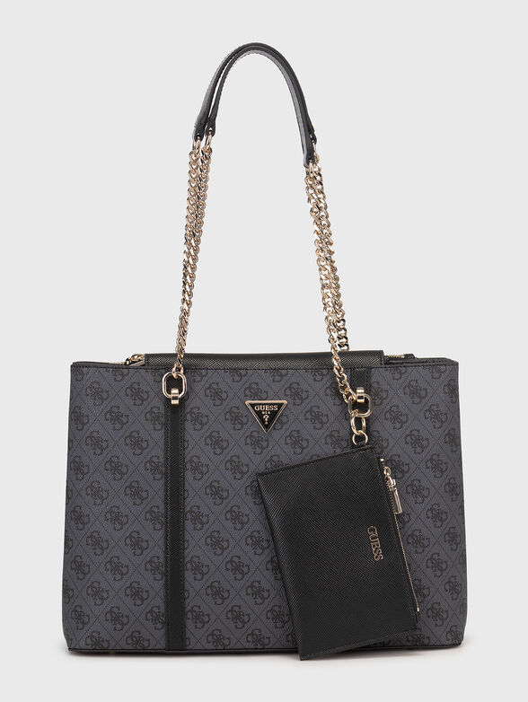 Bag with monogram pattern in beige - 1