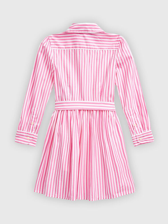 Cotton dress with striped pattern and belt - 2