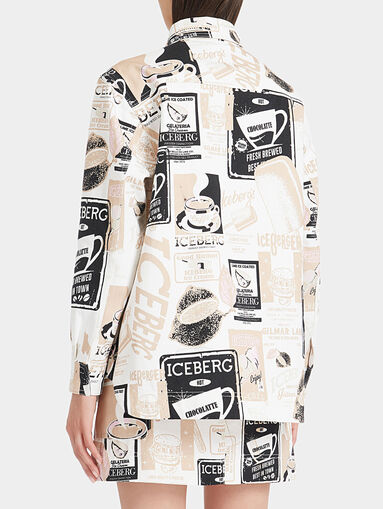 Denim oversize shirt with multicolor print - 3