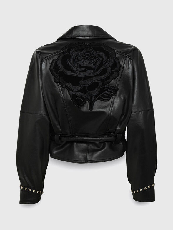 Leather jacket with accent back - 2