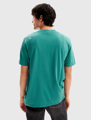 Green cotton T-shirt with logo embroidery - 3