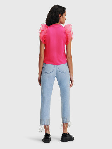 Black top with accent sleeves - 3