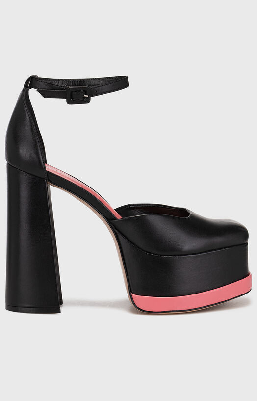 Обувки на ток с розови акценти - 1