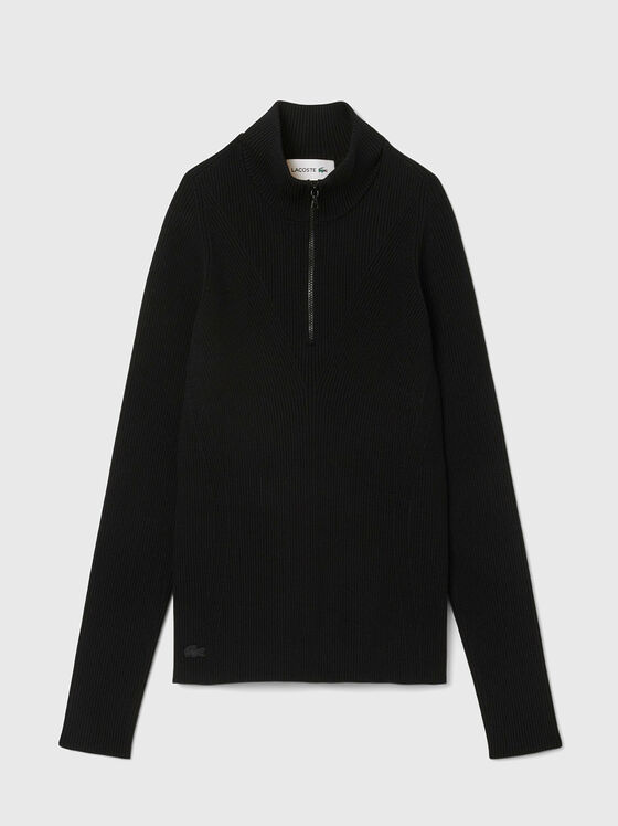 Пуловер от еластичен рипс с цип - 1