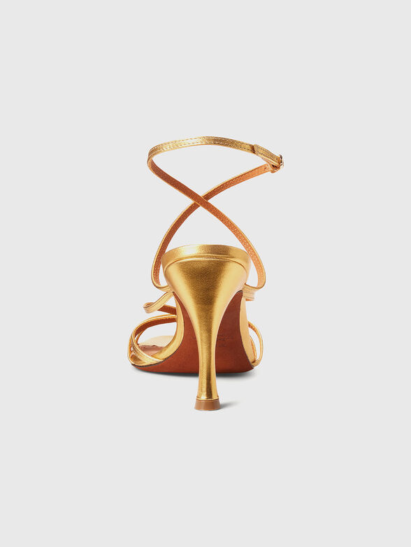 Leather gold heeled sandals - 3