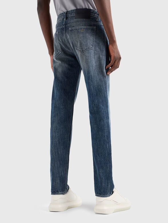 Blue jeans with washed effect and logo - 2