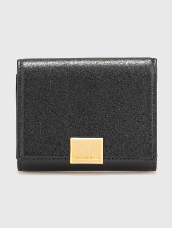 Leather wallet with golden logo detail - 1