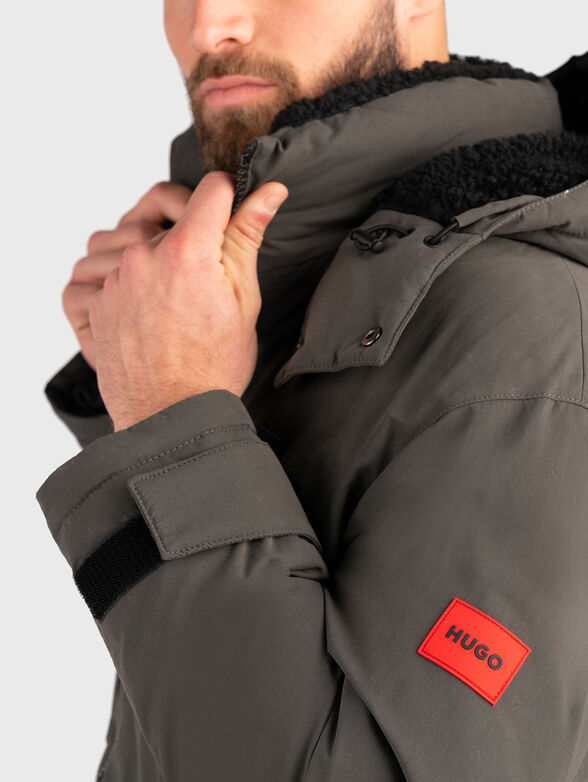 Black parka with logo patch - 5
