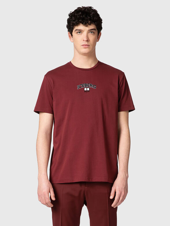 T-shirt in bordeaux with logo embroidery - 1