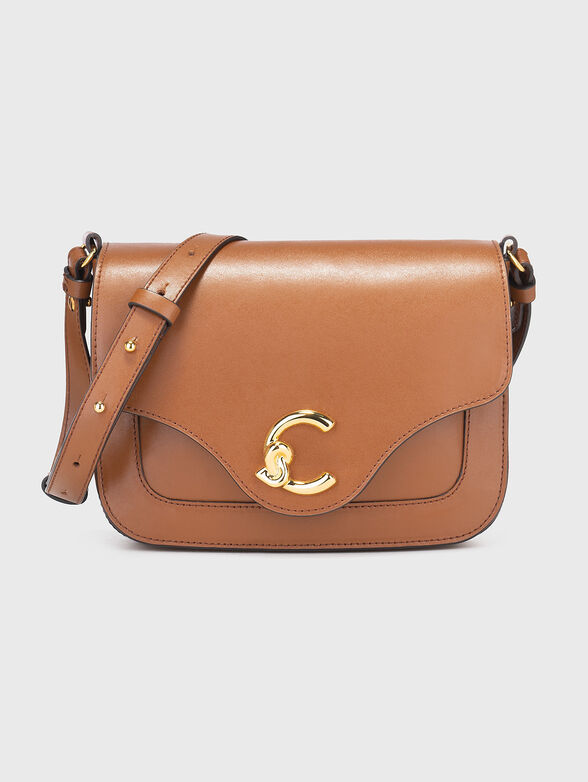 Leather crossbody bag in beige - 1