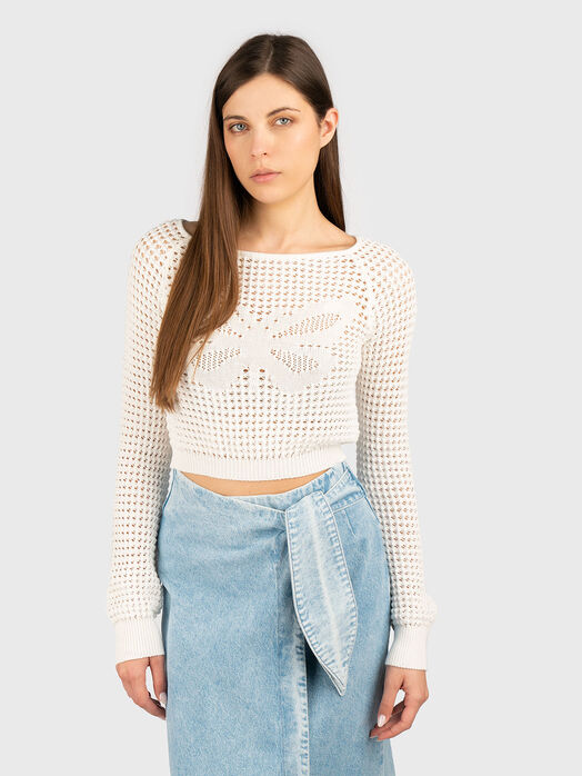 Short sweater with perforations