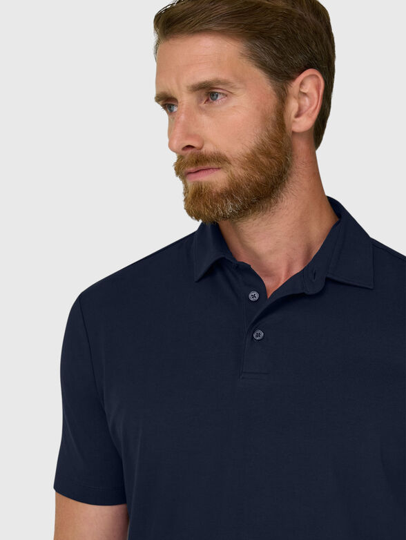 Dark blue short-sleeved polo shirt - 4