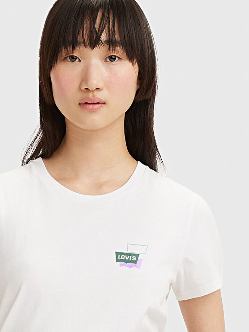 Cotton white T-shirt with logo detail - 3